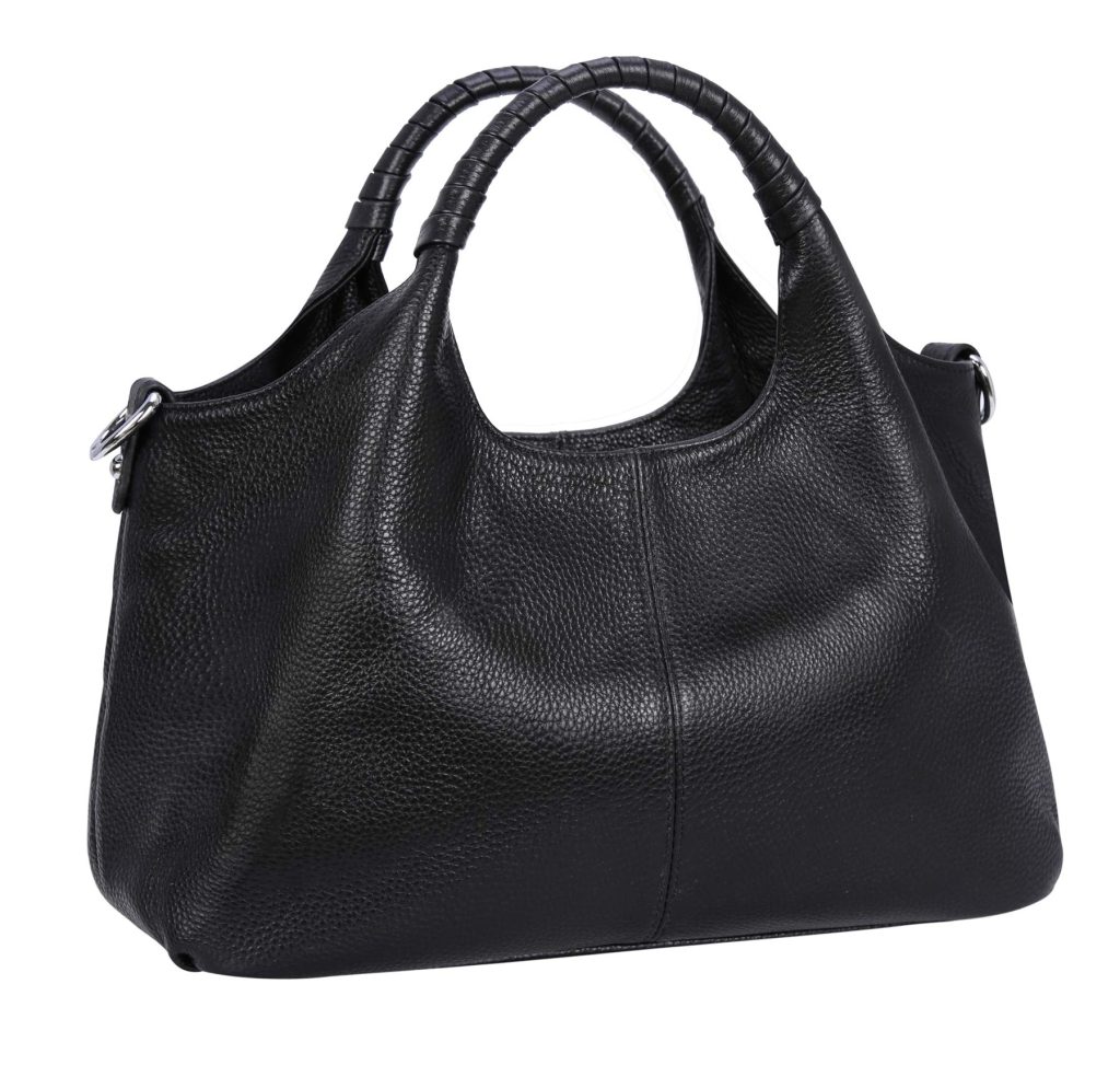 Black leather handbag stands as a timeless emblem of sophistication and style, revered for its versatility, durability