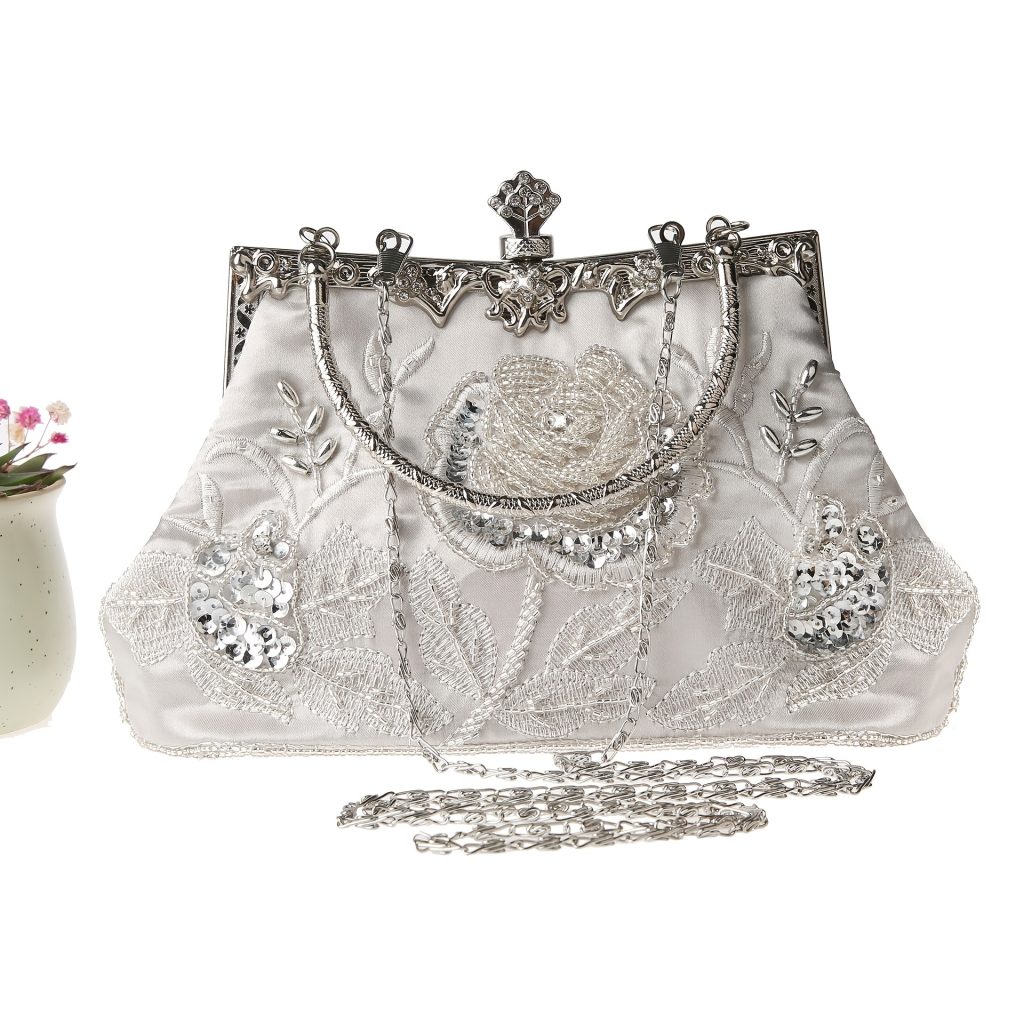 Silver clutch bag