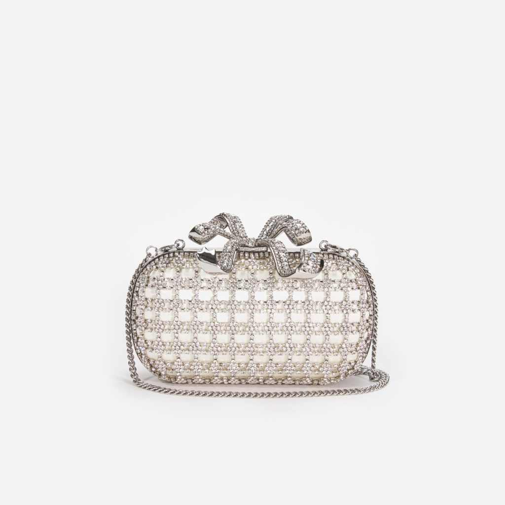 Silver clutch bag