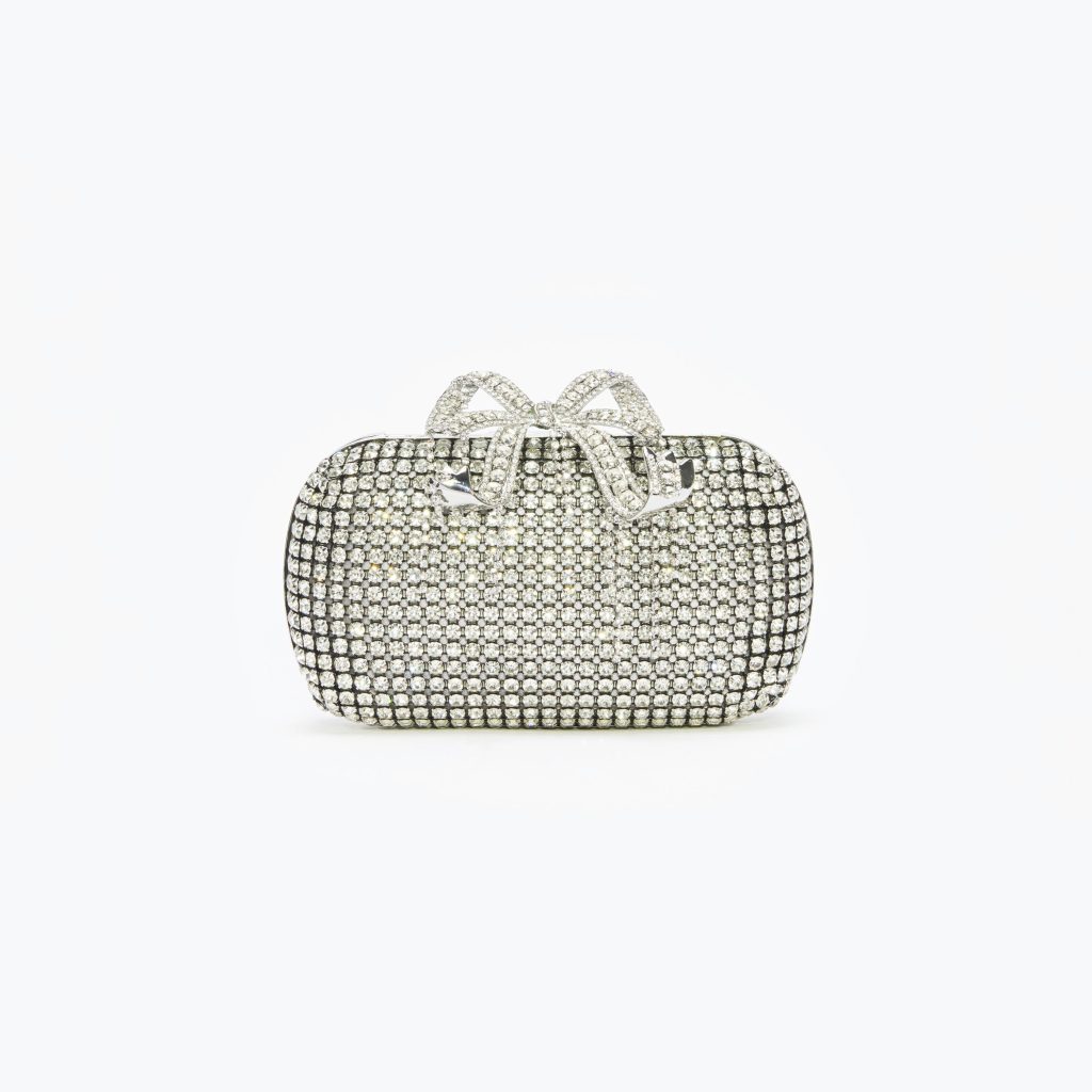 Silver clutch bag