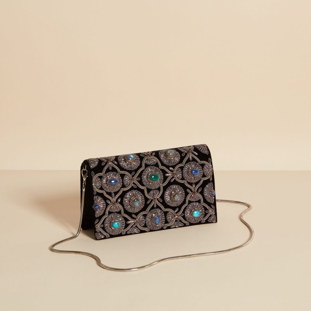 Black velvet clutch