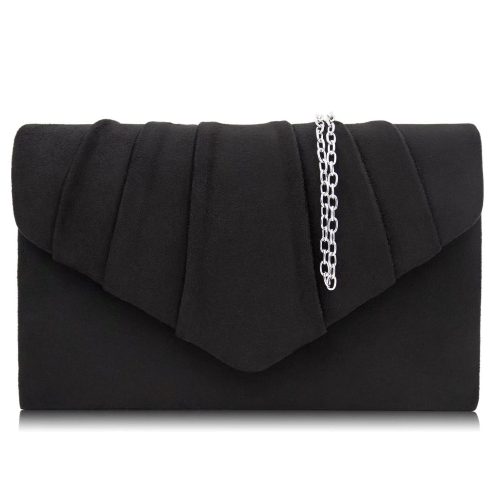 Black suede clutch