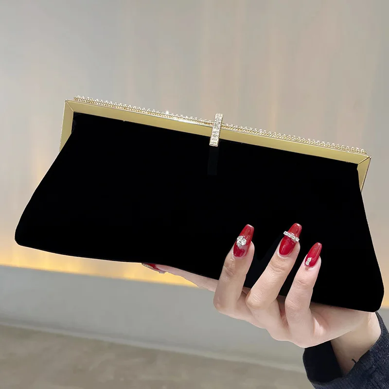 Black velvet clutch