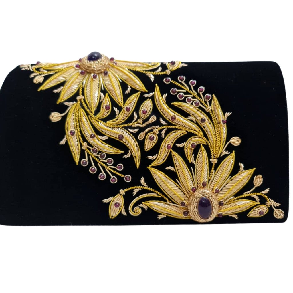 Black velvet clutch