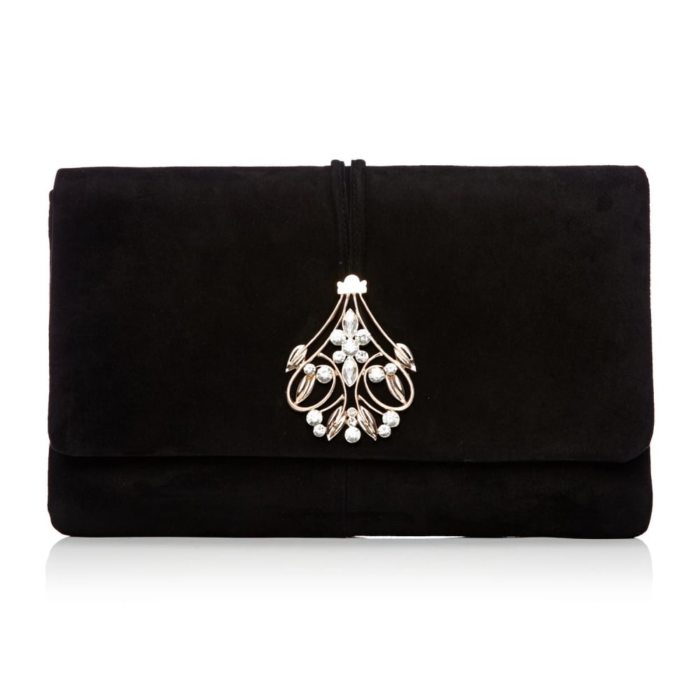 Black suede clutch