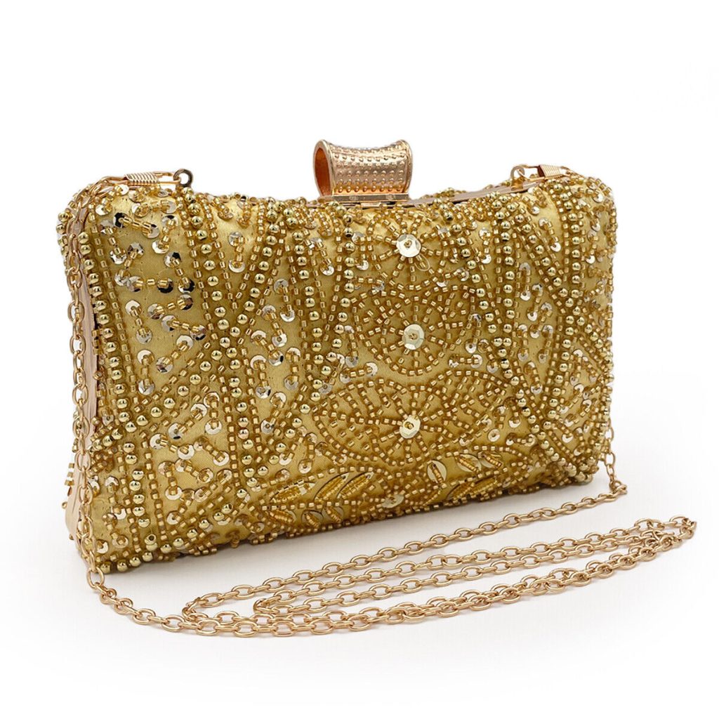 Gold evening clutch