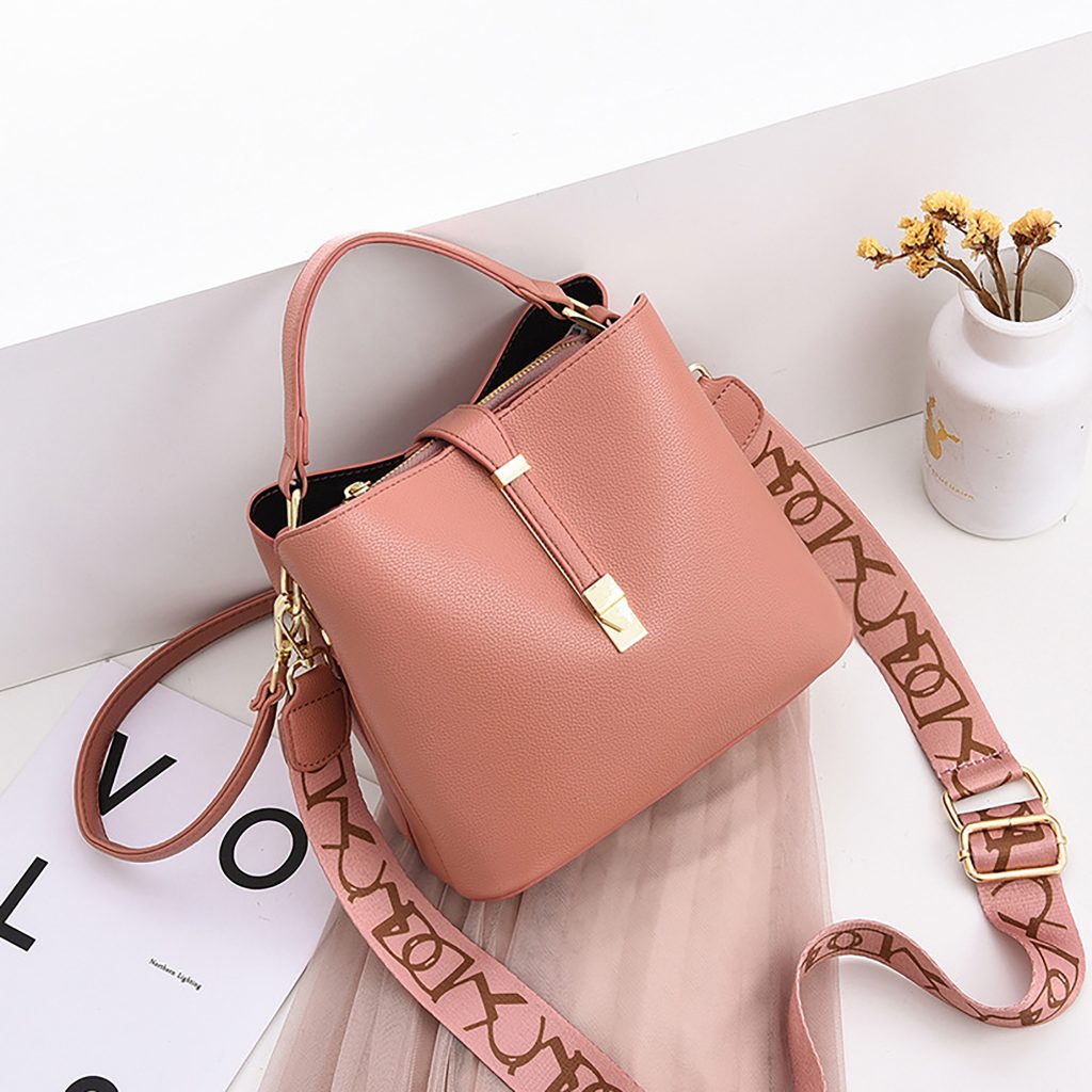 Pink bucket bag