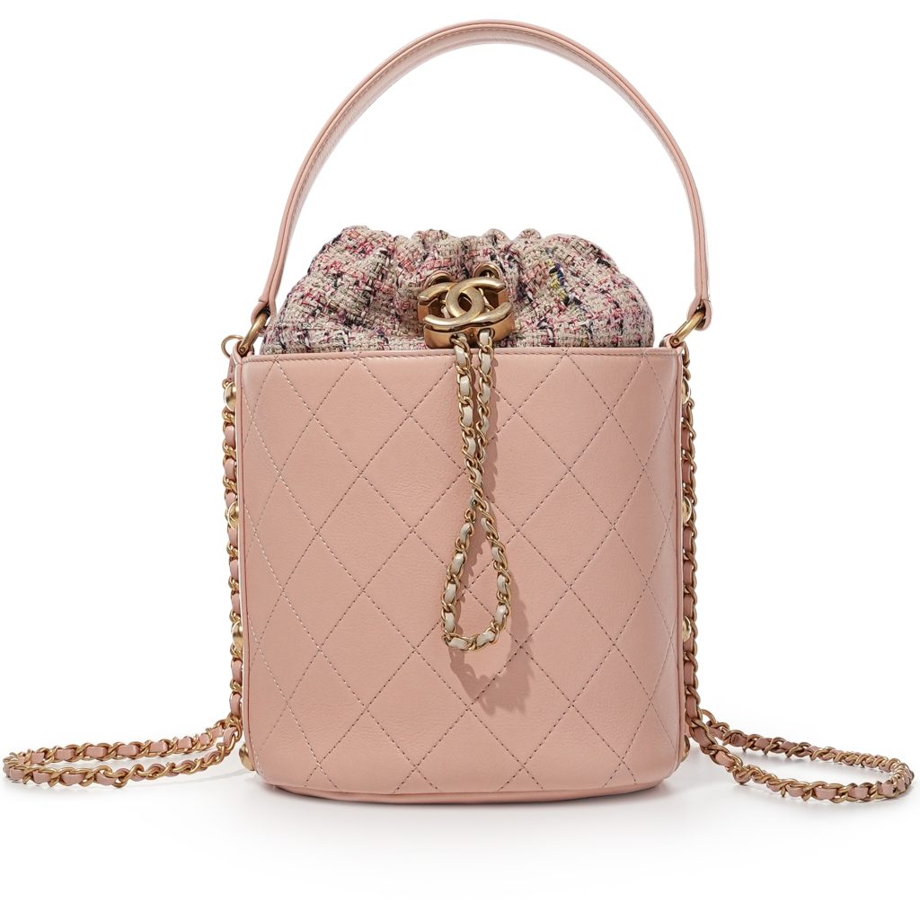 Pink bucket bag