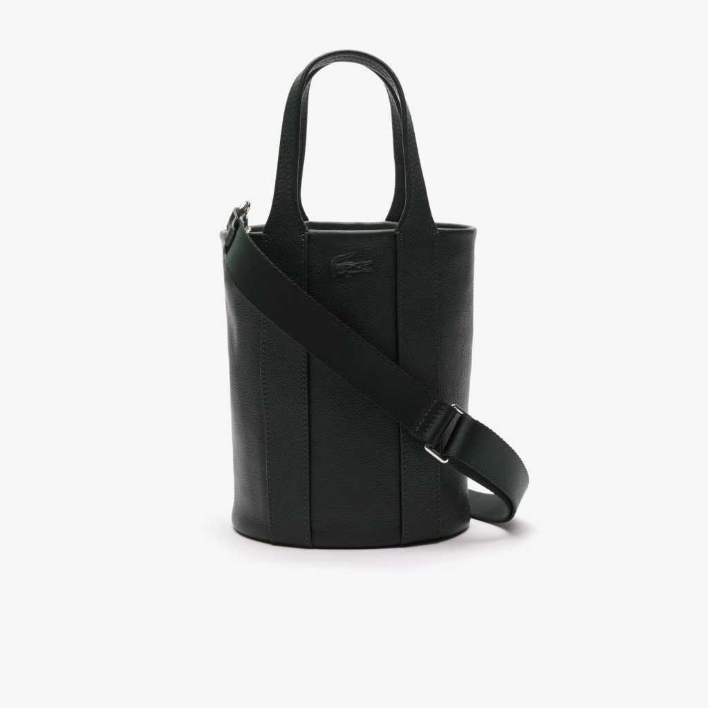 small leather bucket bag