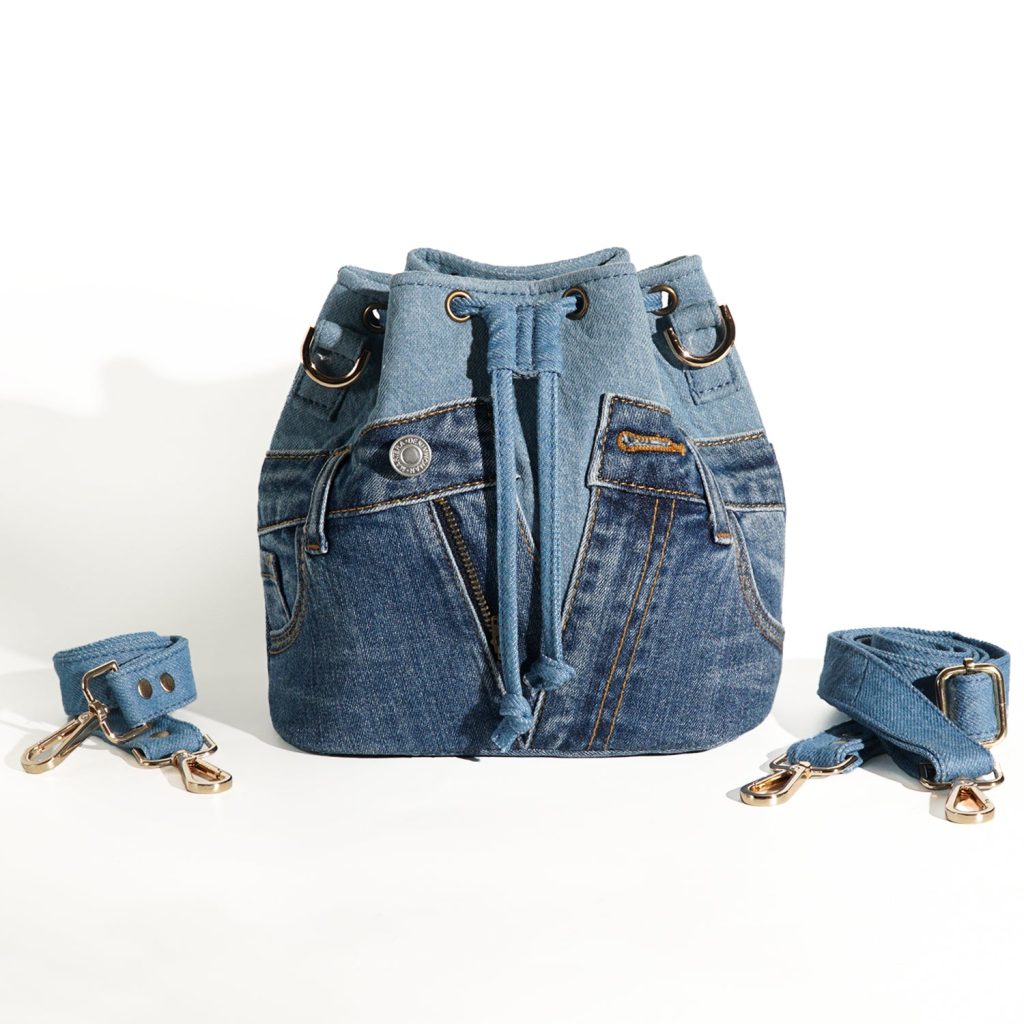 Denim bucket bag