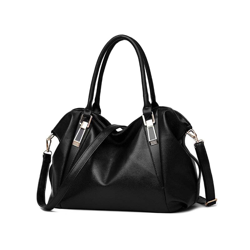 Black Leather Shoulder Bag – Simple Women’s Bag Color