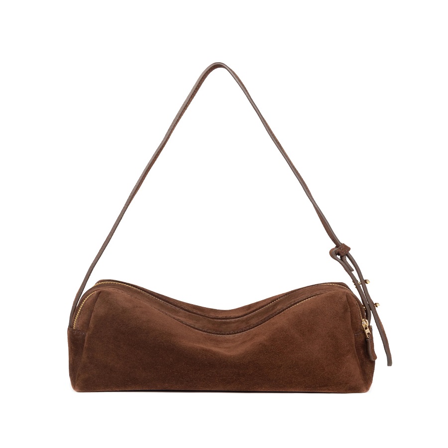 brown suede shoulder bag