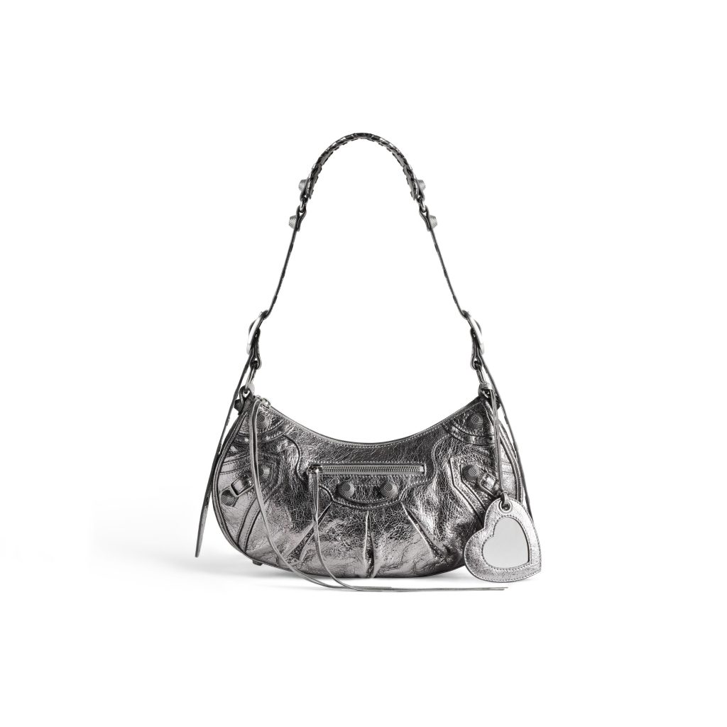 silver shoulder bag