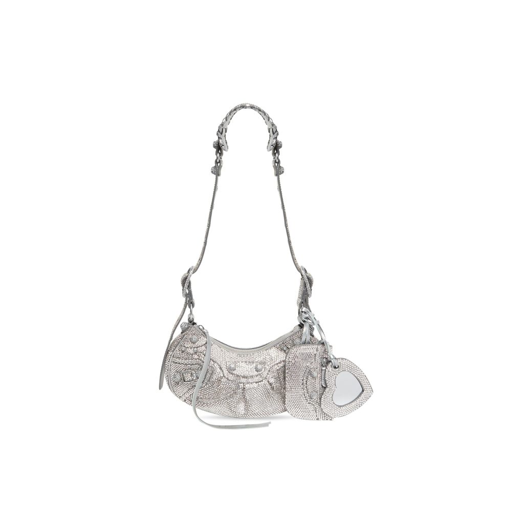 silver shoulder bag