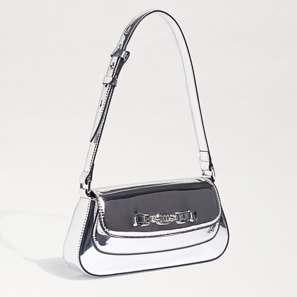 silver shoulder bag