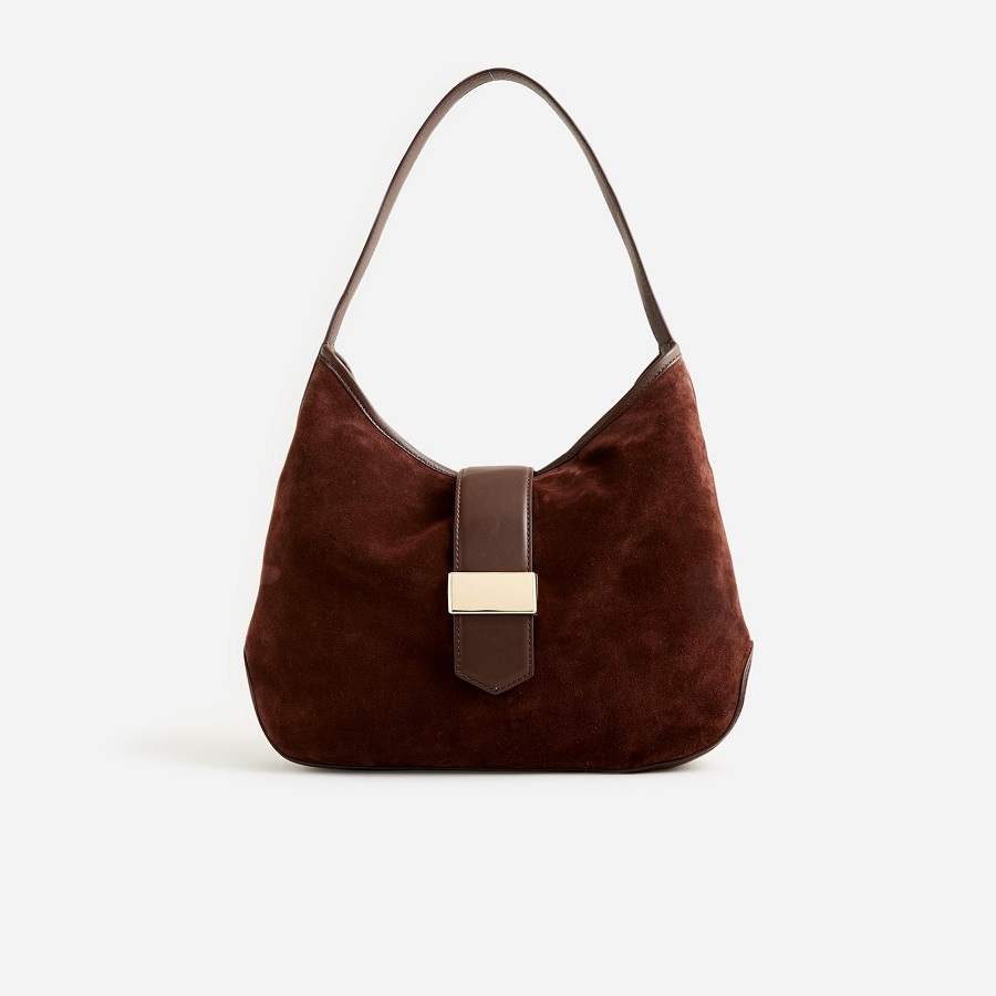 brown suede shoulder bag