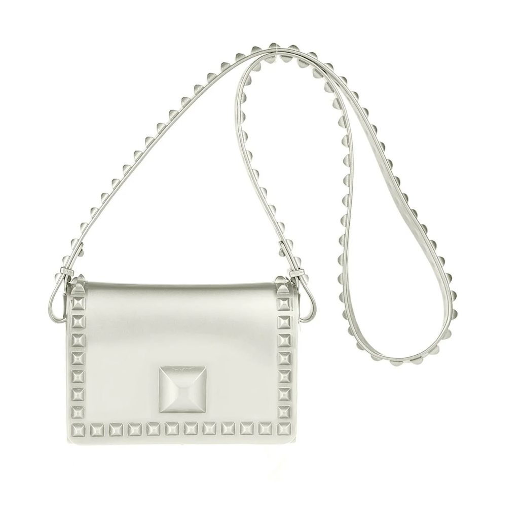 silver shoulder bag