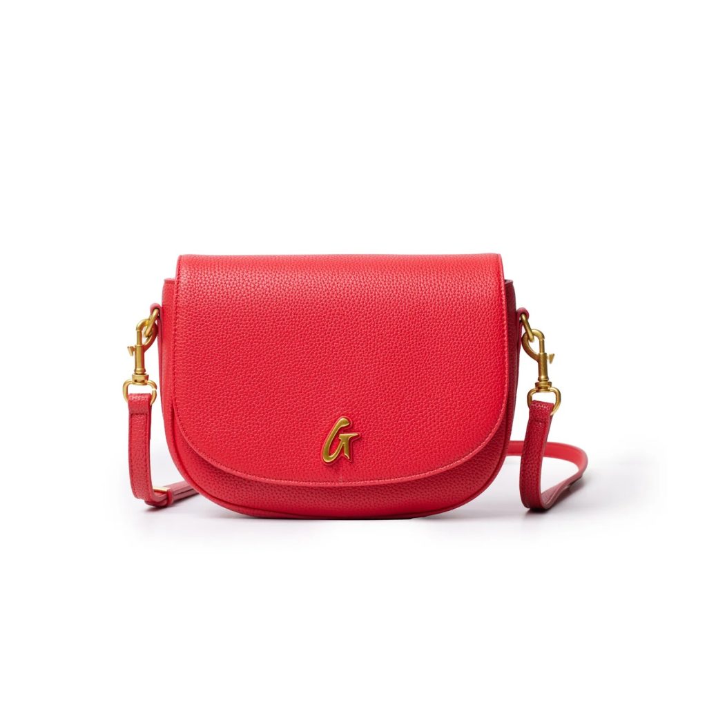 red leather shoulder bag