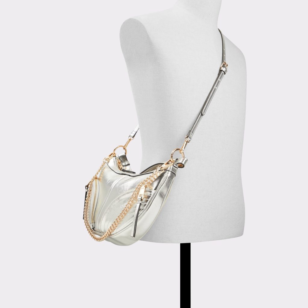 silver shoulder bag