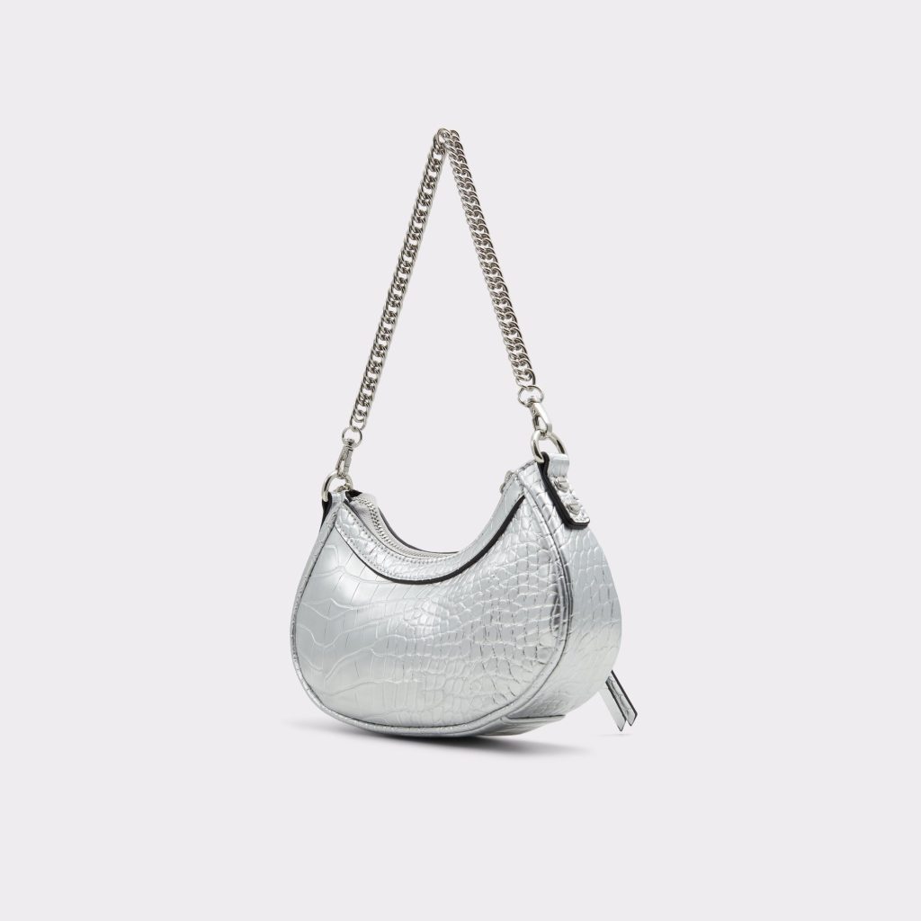 silver shoulder bag